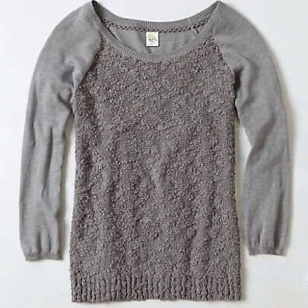 👚Anthropologie Yellow Bird Bramble Knit Pullover Gray Large Sweater EUC